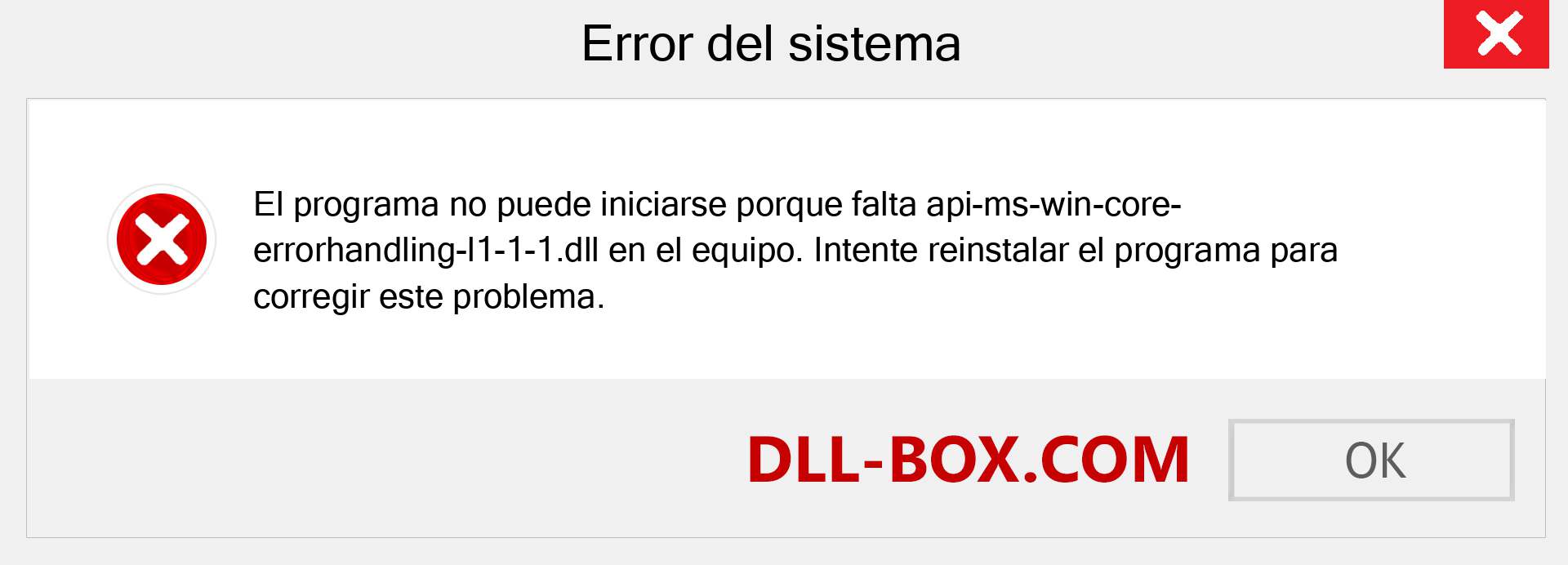 ¿Falta el archivo api-ms-win-core-errorhandling-l1-1-1.dll ?. Descargar para Windows 7, 8, 10 - Corregir api-ms-win-core-errorhandling-l1-1-1 dll Missing Error en Windows, fotos, imágenes